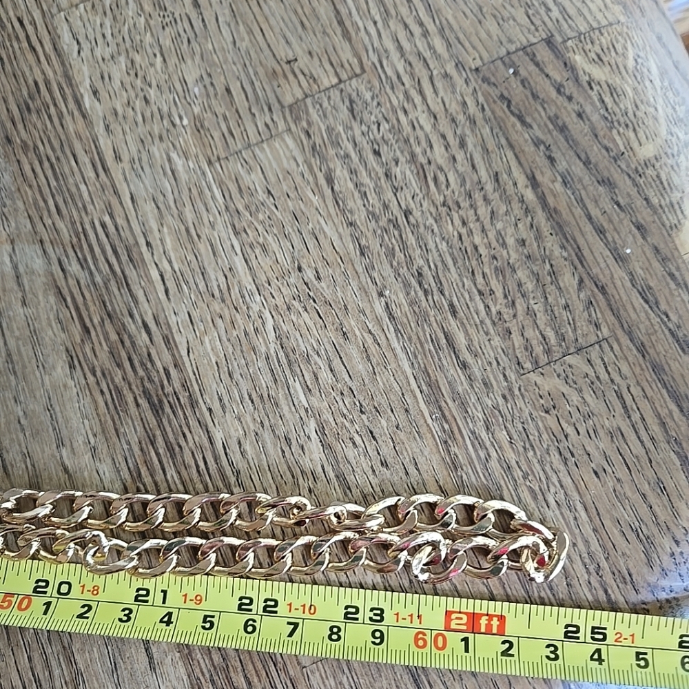 One of a kind Black Quilted Bag with 50"Gold Chain Upcycled Designer Gold BEE - Picture 10 of 12